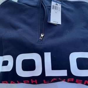 Polo Ralph Lauren Mens Aviator Navy Blue 1/4 Zip Pullover Sweatshirt Small $125